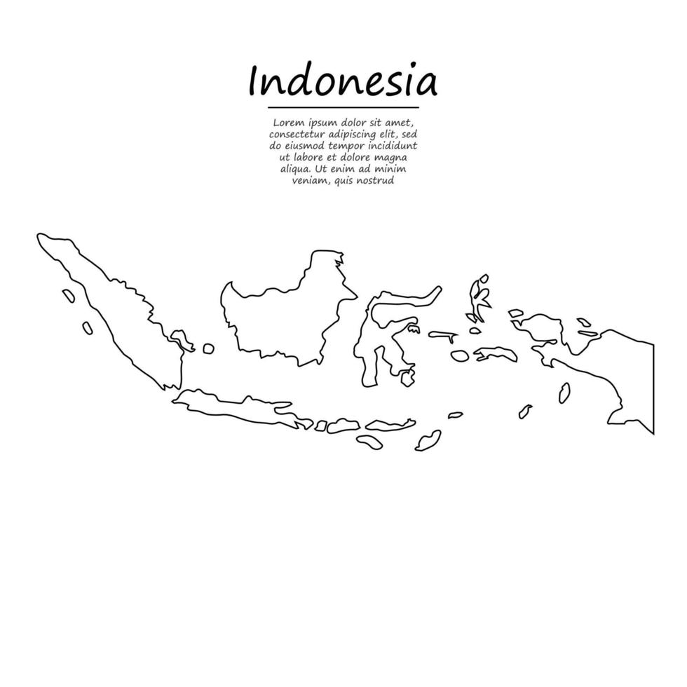 einfach Gliederung Karte von Indonesien, im skizzieren Linie Stil vektor