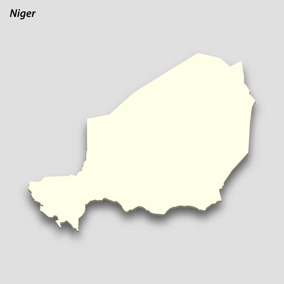 3d isometrisk Karta av niger isolerat med skugga vektor
