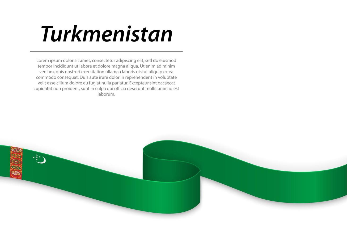 schwenkendes band oder banner mit der flagge von turkmenistan vektor