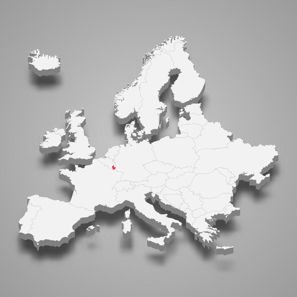 Luxemburg Land Ort innerhalb Europa 3d Karte vektor