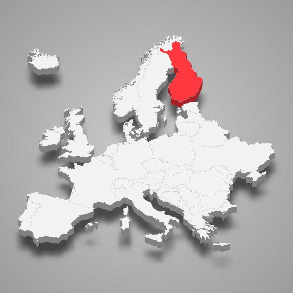 Finnland Land Ort innerhalb Europa 3d Karte vektor