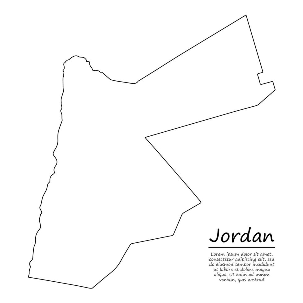 einfach Gliederung Karte von Jordanien, Silhouette im skizzieren Linie Stil vektor