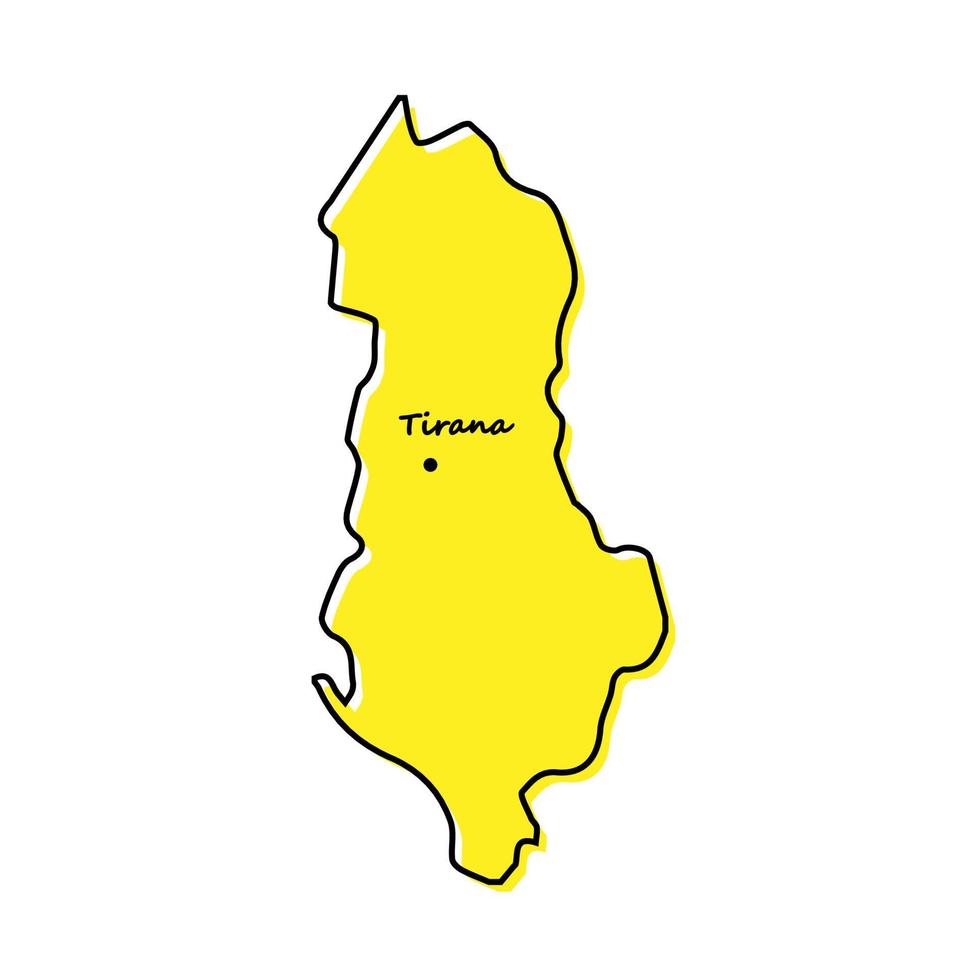 enkel översikt Karta av albania med huvudstad plats vektor