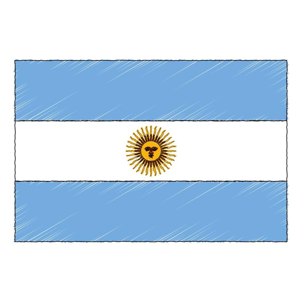 Hand gezeichnet skizzieren Flagge von Argentinien. Gekritzel Stil Symbol vektor