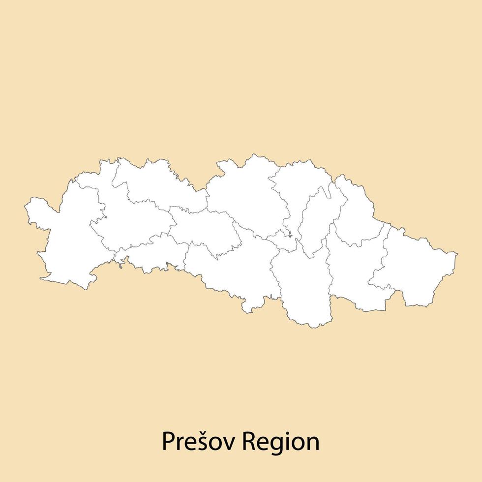 hög kvalitet Karta av presov område är en provins av slovakia vektor