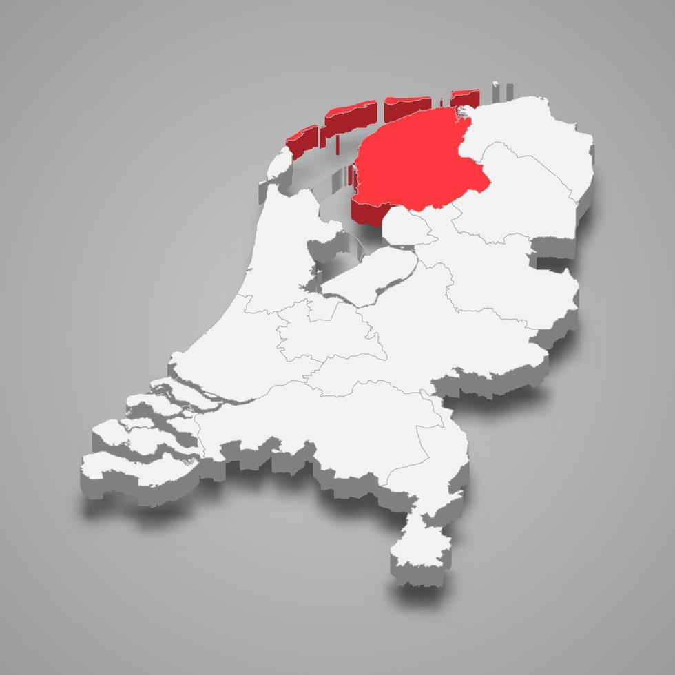 friesland provins plats inom nederländerna 3d Karta vektor