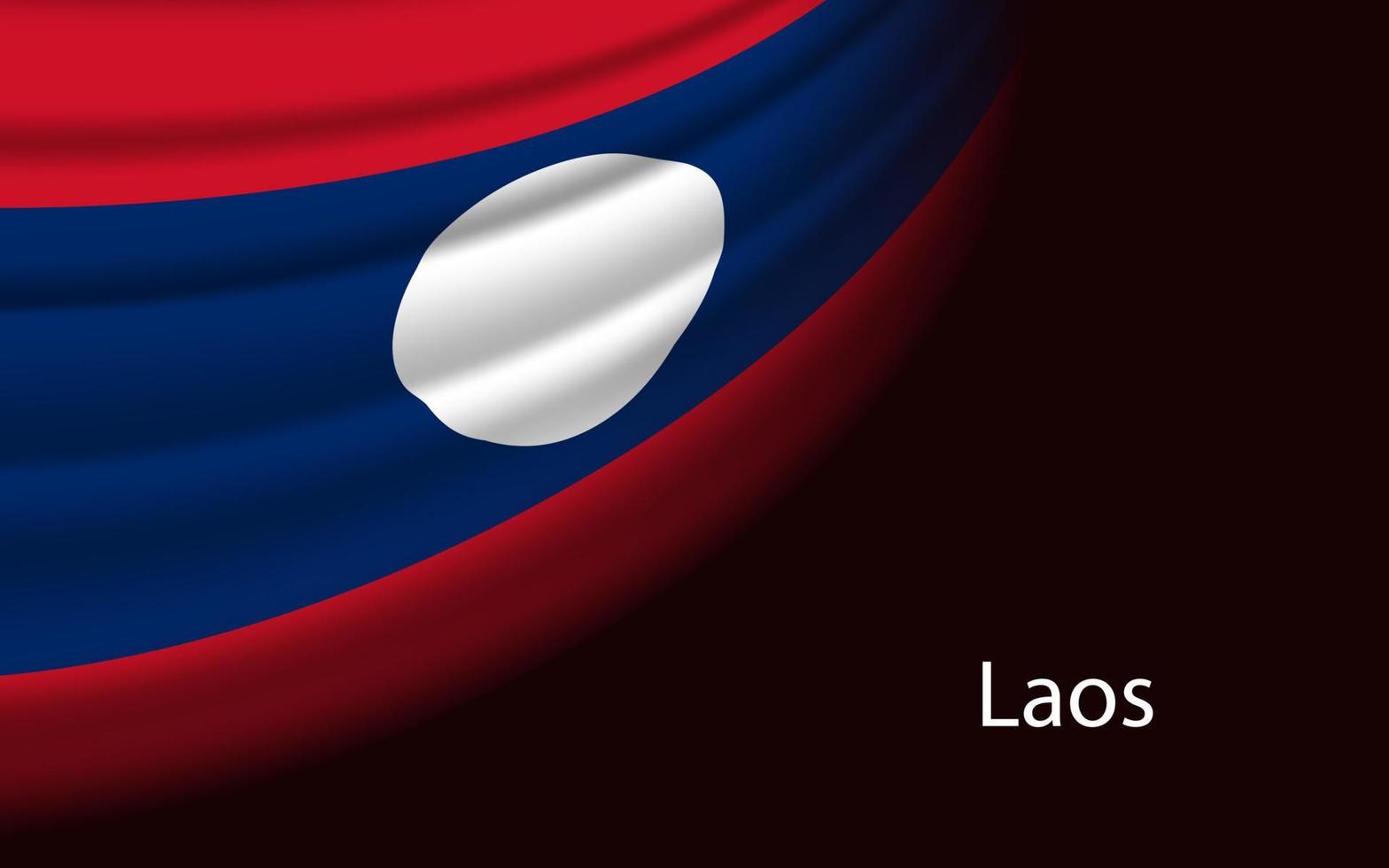 Welle Flagge von Laos auf dunkel Hintergrund. Banner oder Band Vektor t