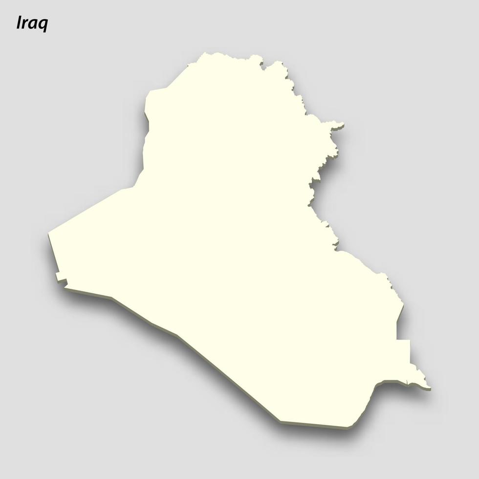 3d isometrisk Karta av irak isolerat med skugga vektor