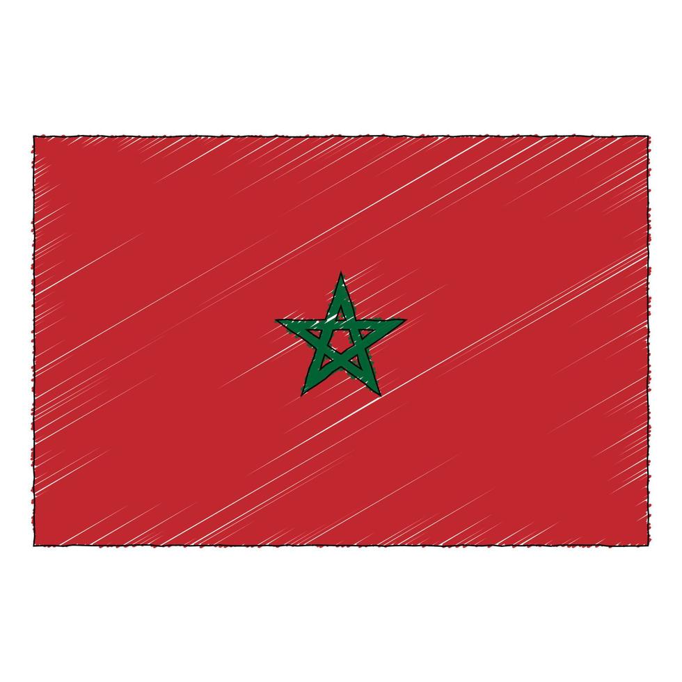 Hand gezeichnet skizzieren Flagge von Marokko. Gekritzel Stil Symbol vektor