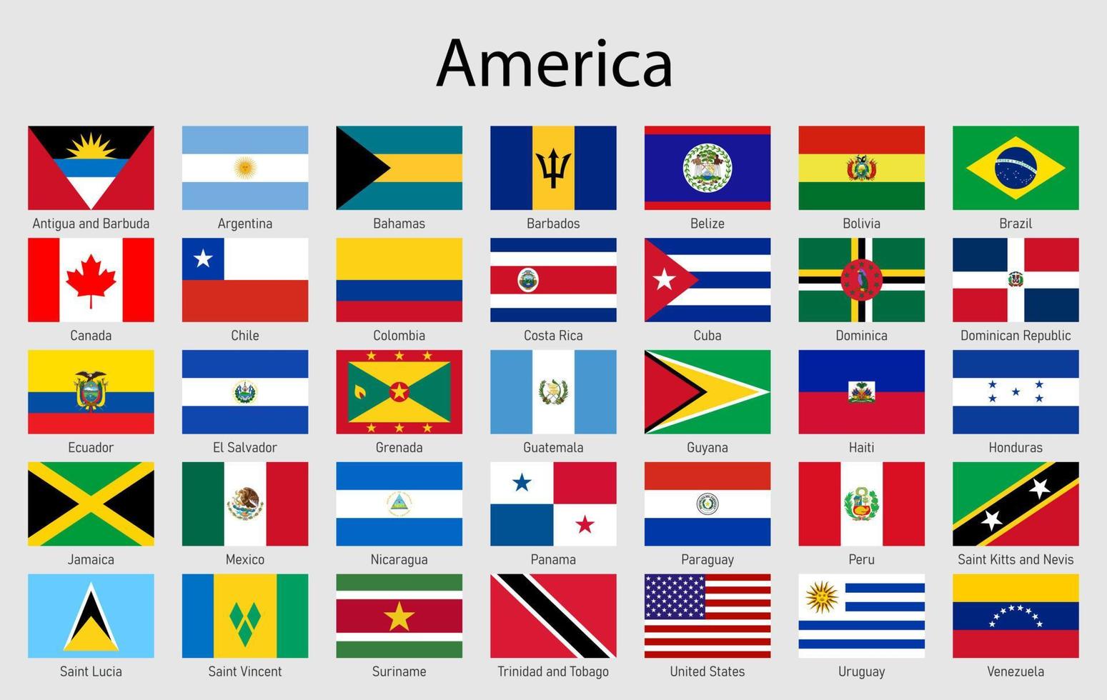 einstellen von Flaggen amerikanisch Länder, alle Amerika Flagge vektor