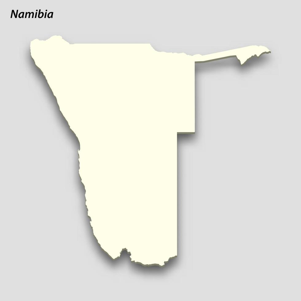 3d isometrisk Karta av namibia isolerat med skugga vektor