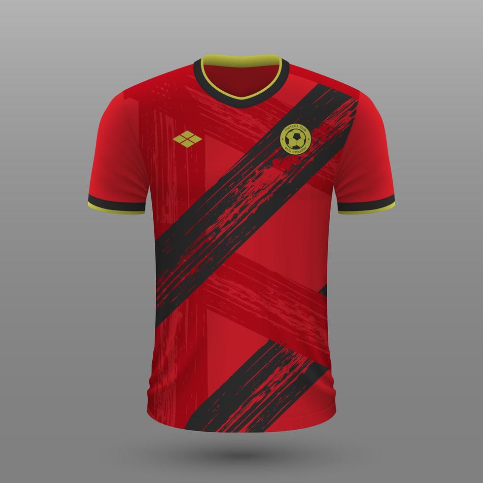 realistisch Fußball Hemd , Belgien Zuhause Jersey Vorlage zum Fußball Bausatz. vektor