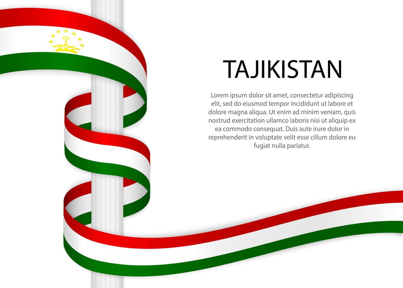 winken Band auf Pole mit Flagge von Tadschikistan. Vorlage zum unabhängig vektor
