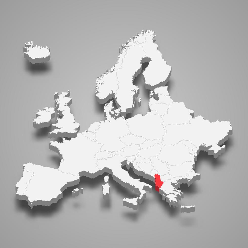 albania Land plats inom Europa 3d Karta vektor