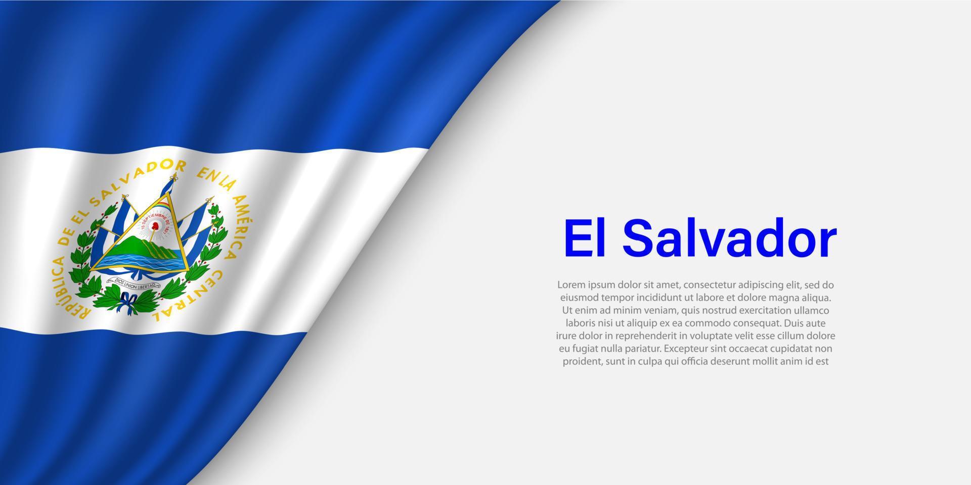 Welle Flagge von el Salvador auf Weiß Hintergrund. vektor