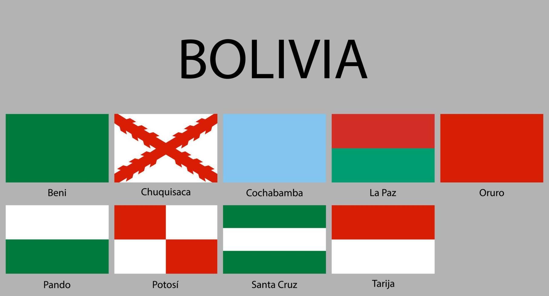 alle Flaggen von Abteilungen von Bolivien vektor