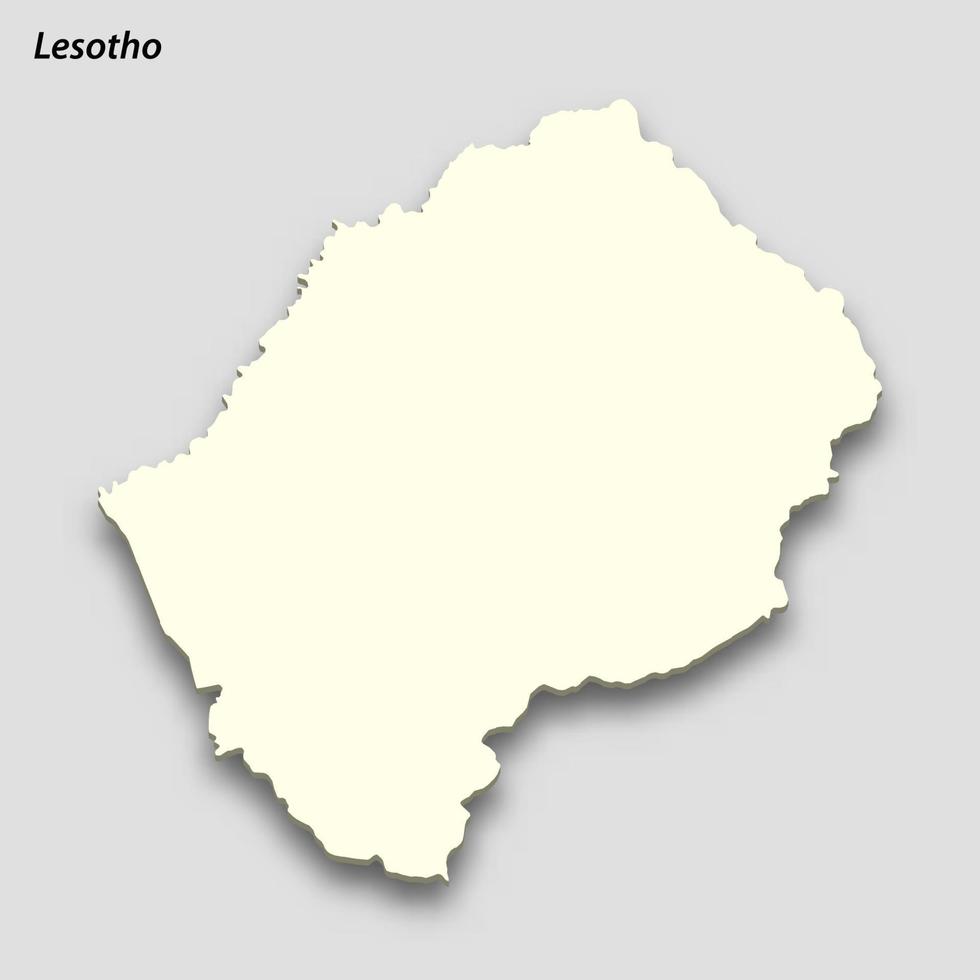 3d isometrisk Karta av lesotho isolerat med skugga vektor