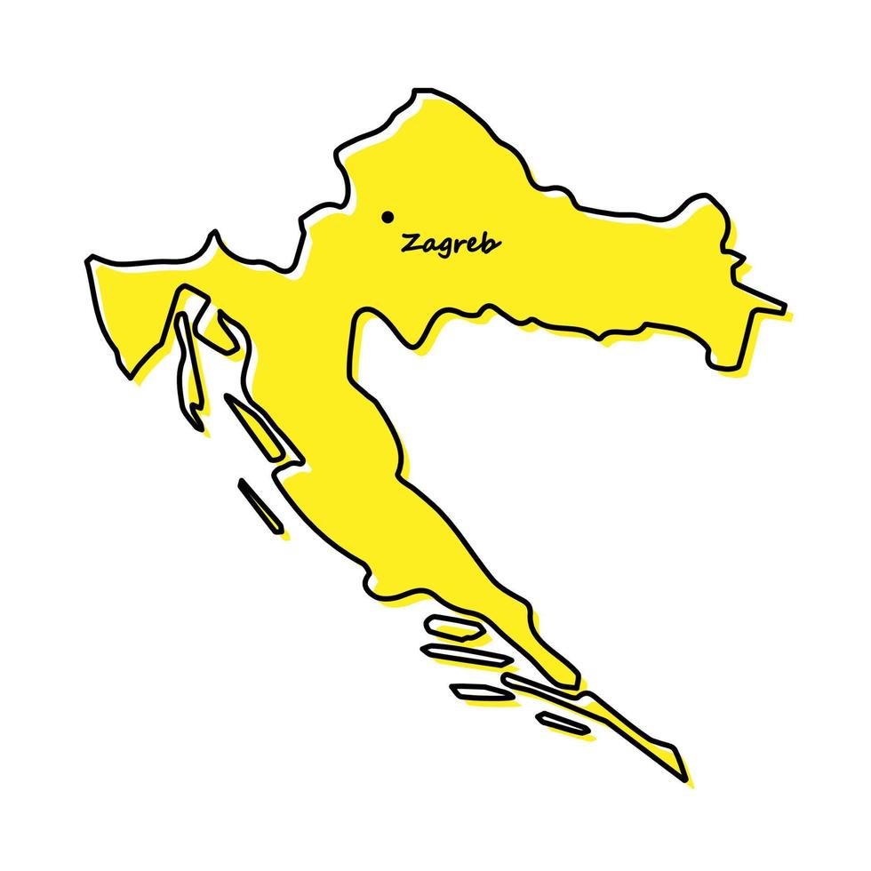 enkel översikt Karta av kroatien med huvudstad plats vektor