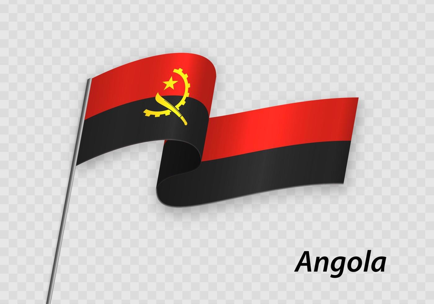 wehende Flagge von Angola am Fahnenmast. Vorlage für den Tag der Unabhängigkeit vektor
