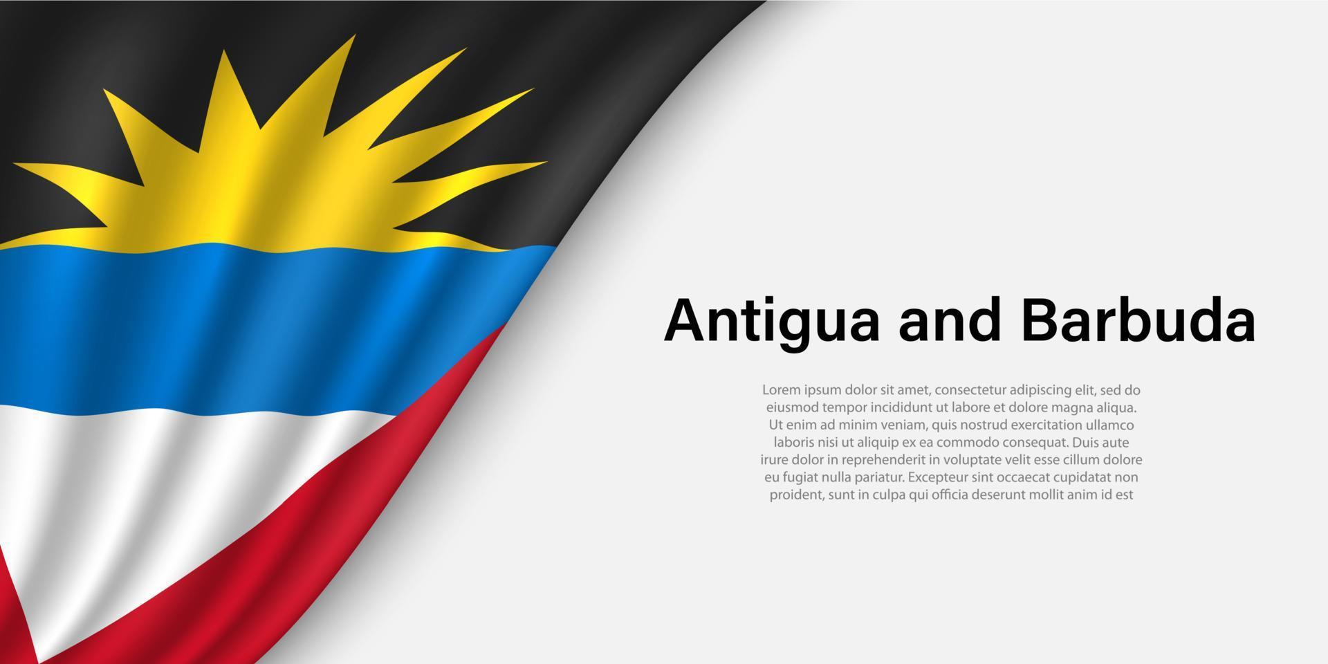 Vinka flagga av antigua och barbuda på vit bakgrund. vektor