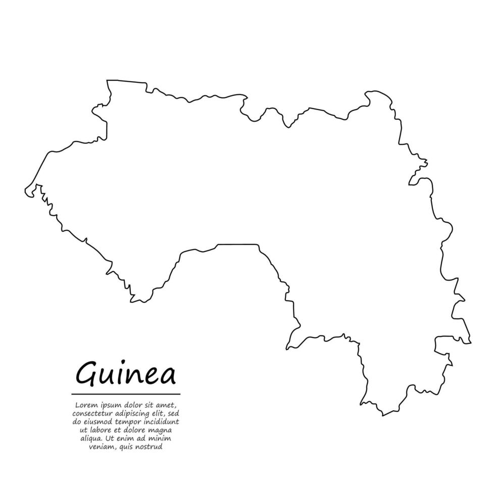 einfach Gliederung Karte von Guinea, Silhouette im skizzieren Linie Stil vektor