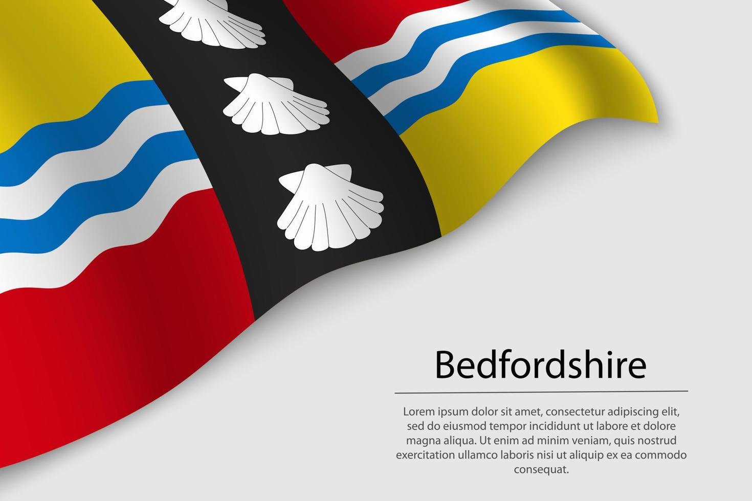 Welle Flagge von Bedfordshire ist ein Bezirk von England. Banner oder Rippe vektor