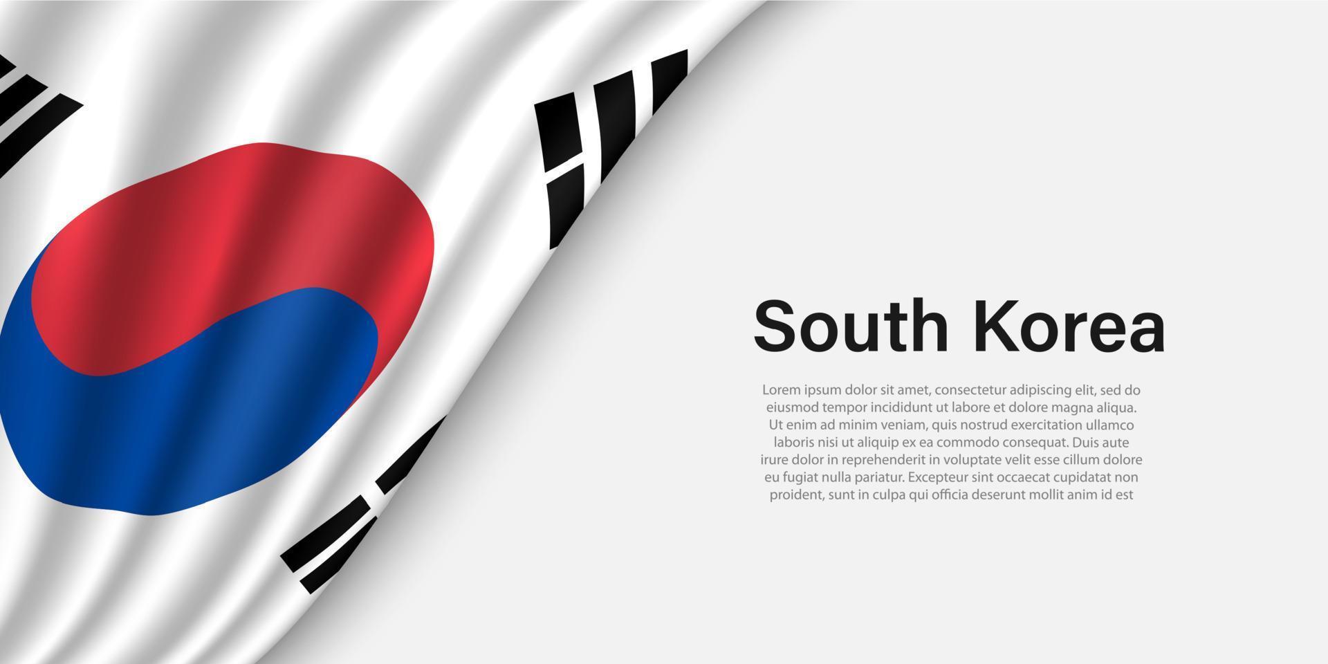 Welle Flagge von Süd Korea auf Weiß Hintergrund. vektor