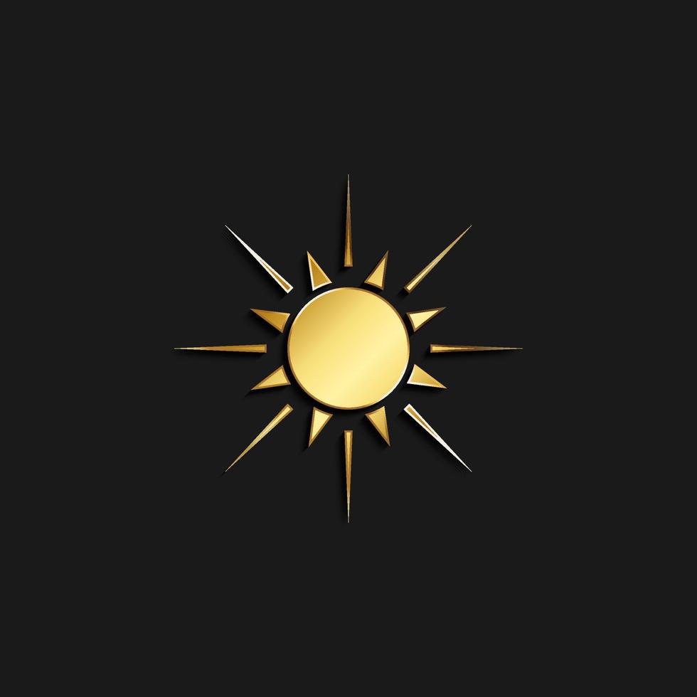 Sol guld ikon. vektor illustration av gyllene stil. sommar tid på mörk bakgrund .