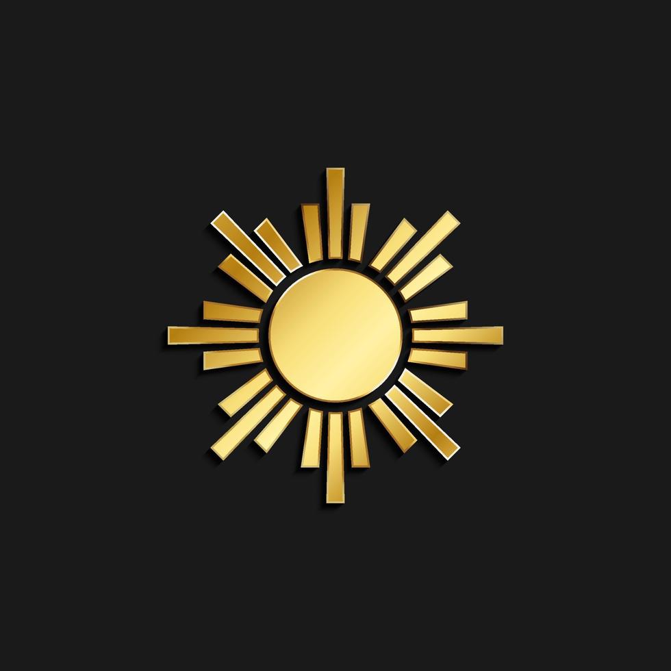 Sol guld ikon. vektor illustration av gyllene stil. sommar tid på mörk bakgrund .