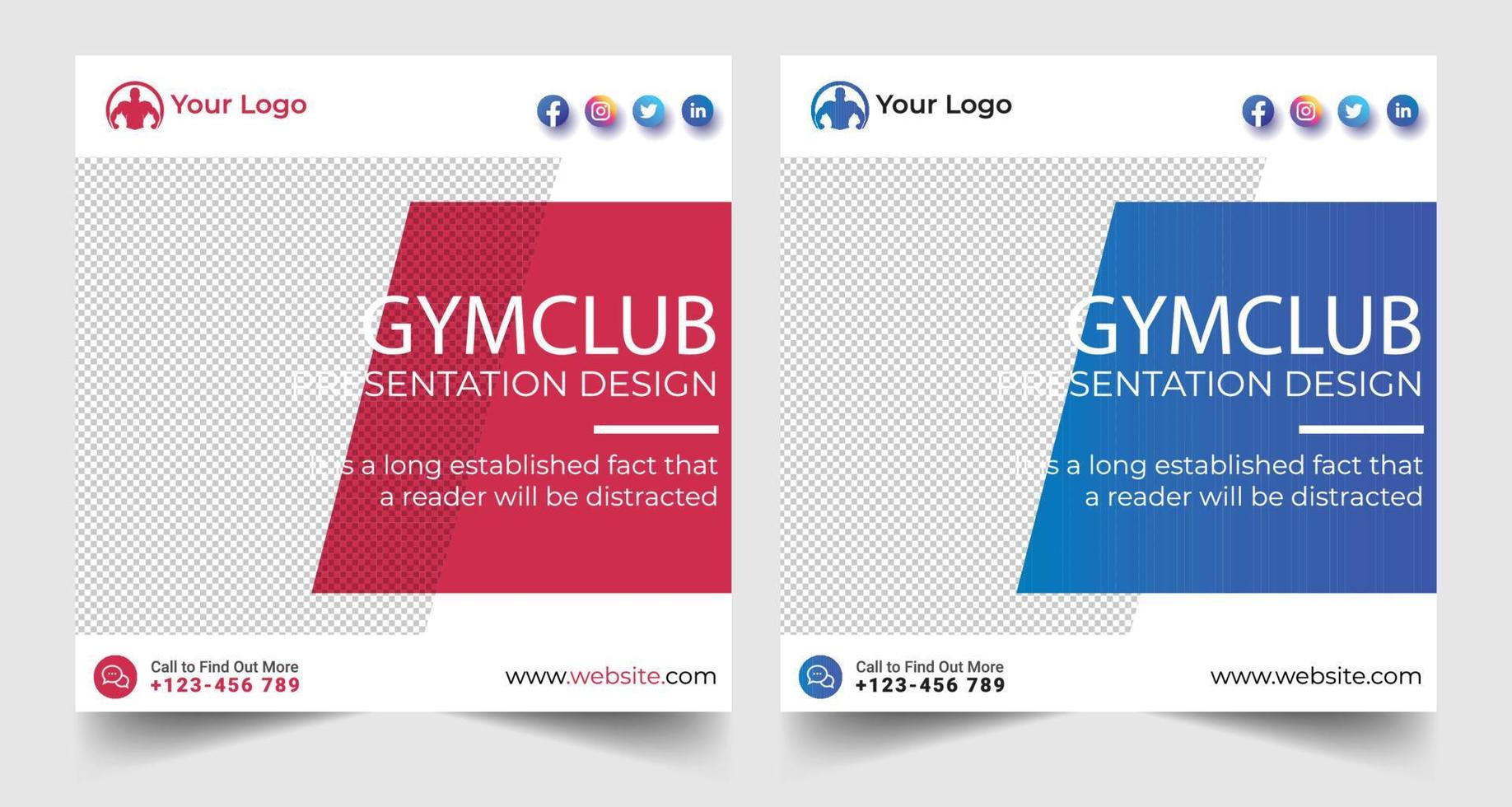 kondition Gym social media posta baner mall med svart och gul Färg, Gym social media baner, kondition Gym social media posta baner. Gym baner, vektor illustration