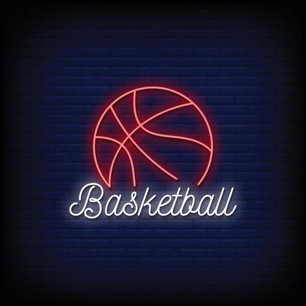 Basketball Logo Leuchtreklamen Stil Text Vektor