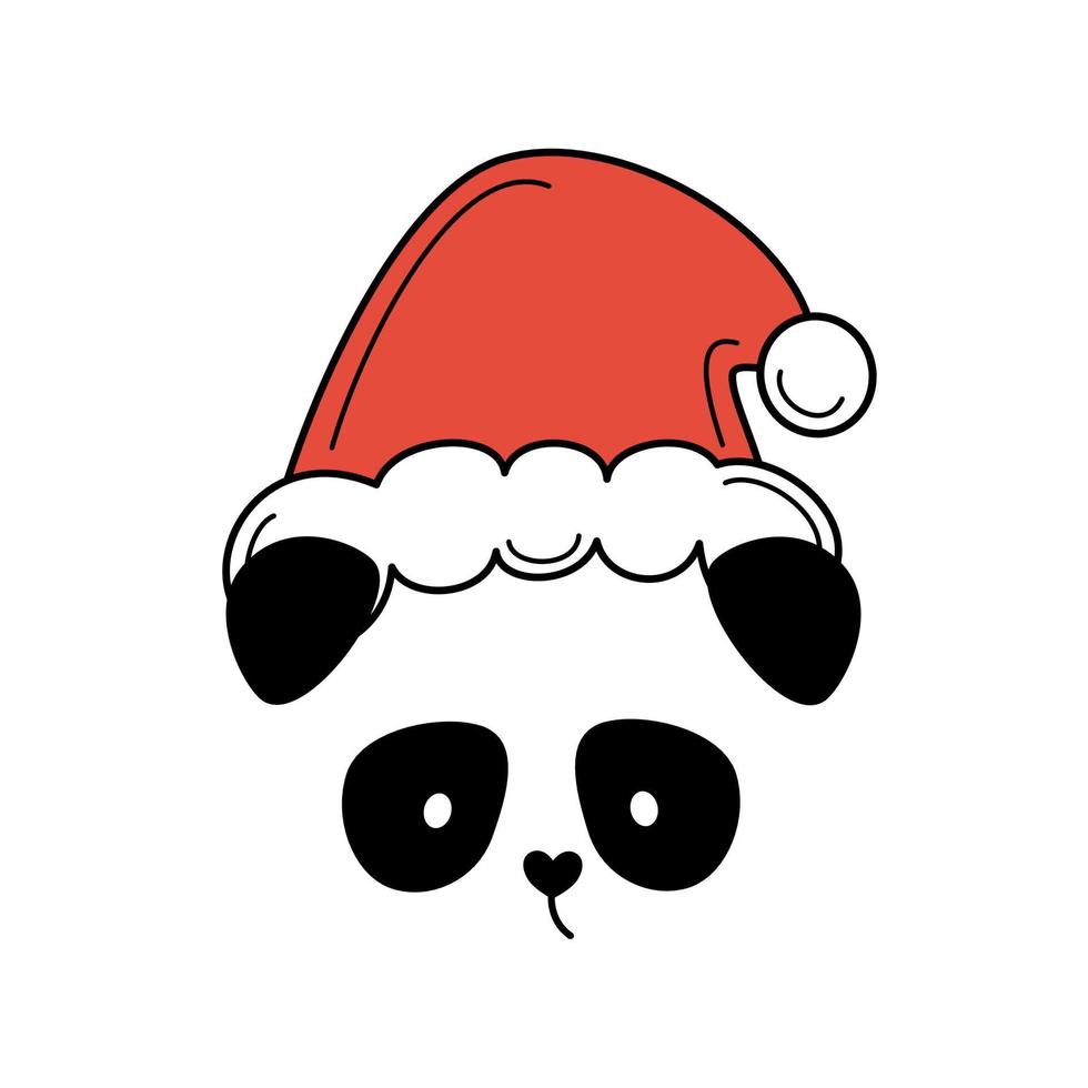 süß Karikatur Charakter Panda Bär mit Santa claus Hut Weihnachten Vektor Illustration