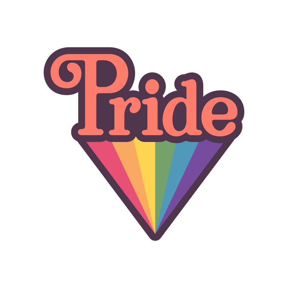 Stolz Text mit Regenbogen Flagge Abzeichen. lgbt Symbol. Fröhlich, lesbisch, bisexuell, trans, queer Liebe Symbol von Diversität. vektor