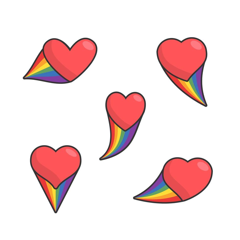 hjärta ikon med regnbåge flagga svans. HBTQ Stöd och kärlek design. lesbisk, Gay, bisexuell, trans representation symbol. vektor