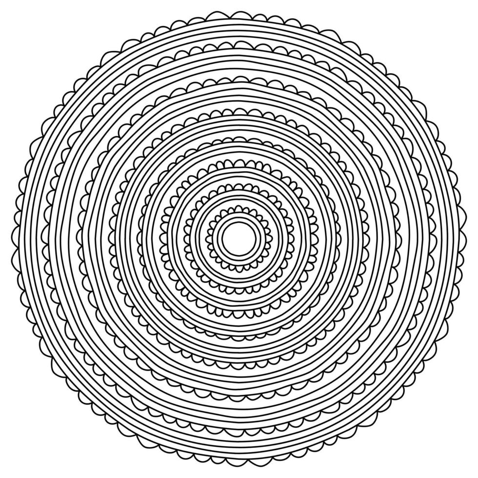 Fantasie Mandala von runden Elemente und Bögen, Anti-Stress Färbung Seite mit runden Motive vektor