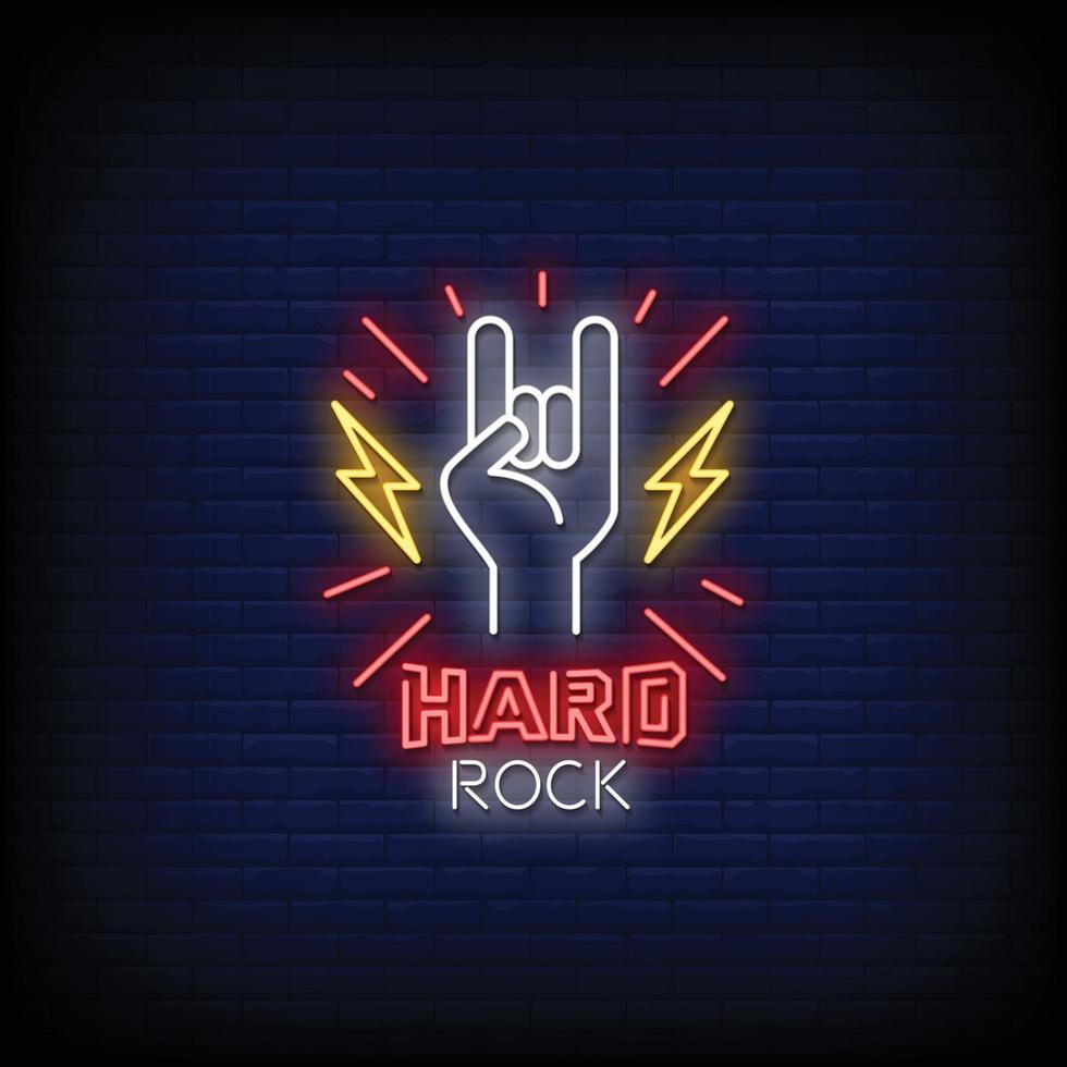 Hard Rock Leuchtreklamen Stil Text Vektor