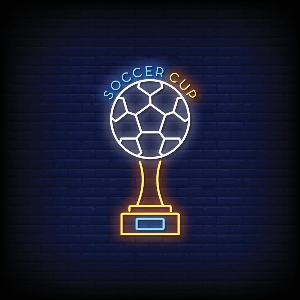 Fußball Pokal Leuchtreklamen Stil Text Vektor