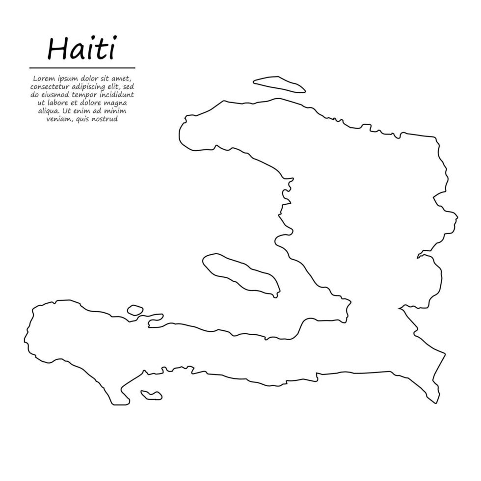 einfach Gliederung Karte von Haiti, Silhouette im skizzieren Linie Stil vektor