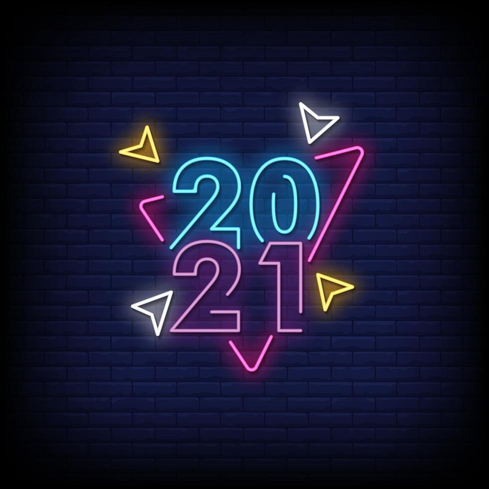 2021 neonskyltar stil text vektor