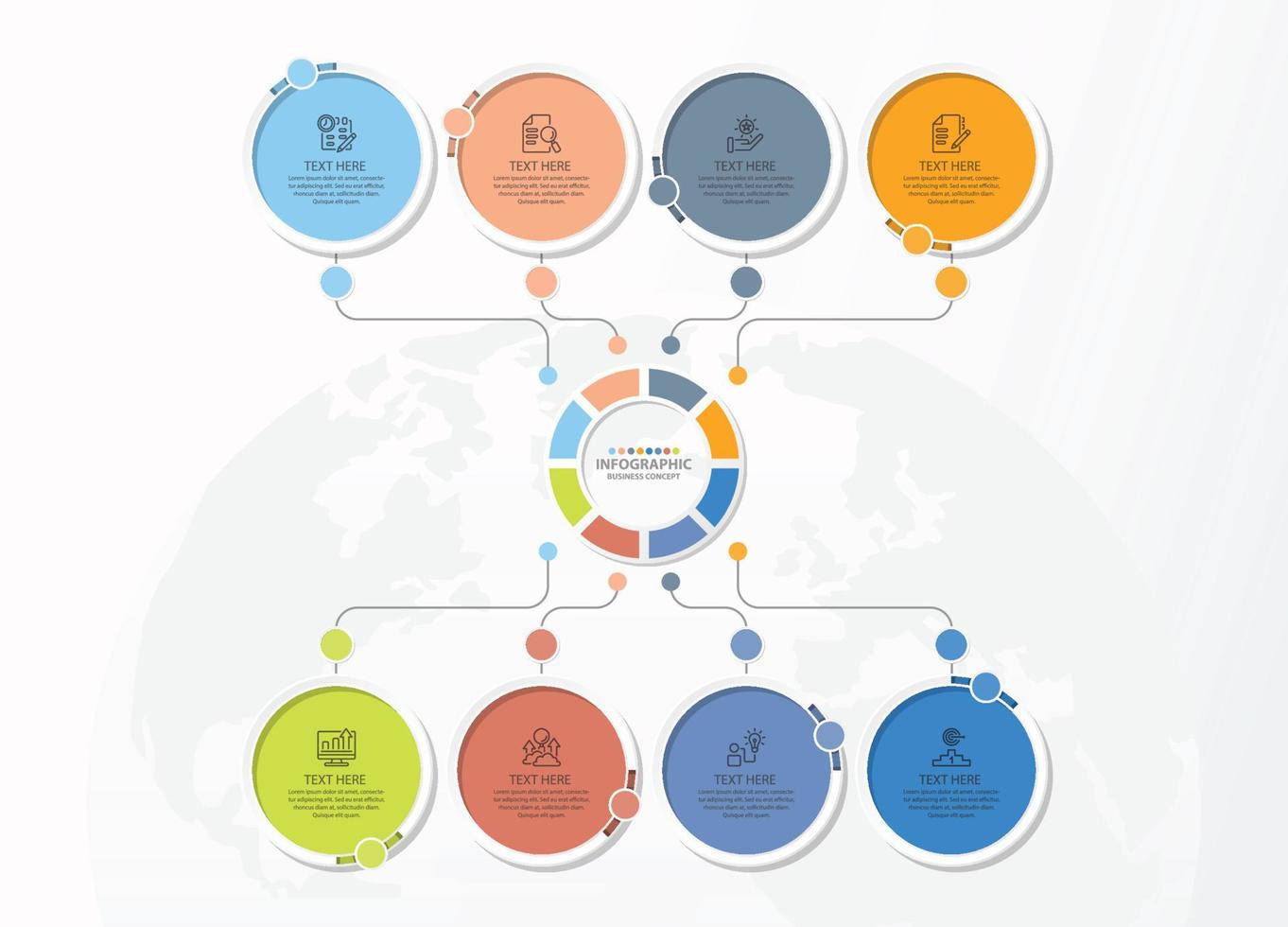 Infografik mit 8 Schritten, Prozess oder Optionen. vektor