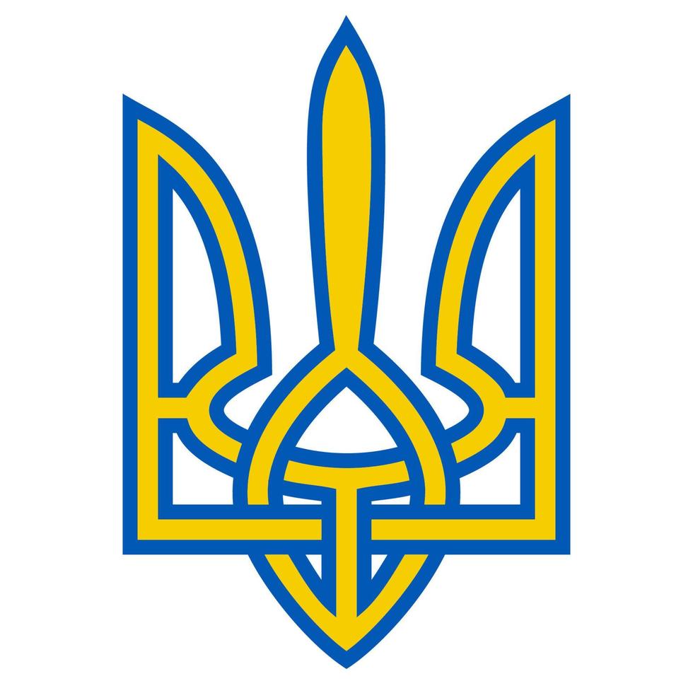 Mantel Waffen Ukraine Dreizack Gelb Blau Flagge Mantel Waffen Symbol Ukraine vektor