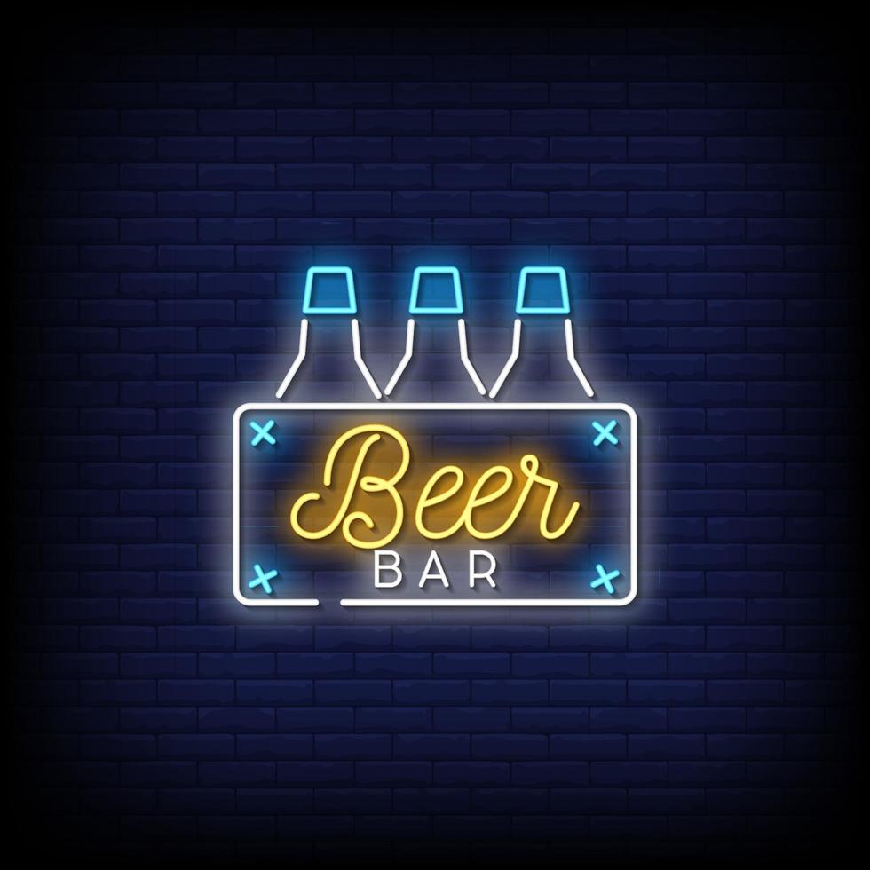 öl bar neon skyltar stil text vektor
