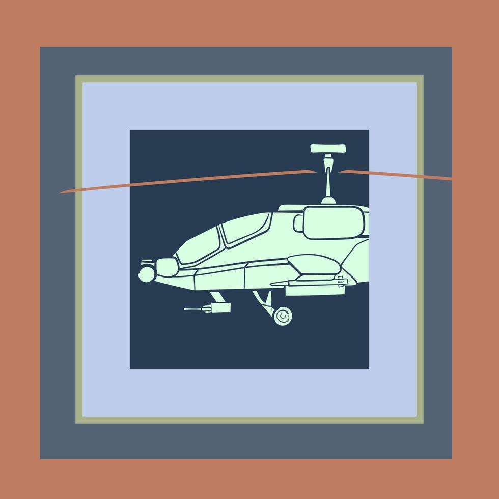 nahtlos Muster. Militär- Hubschrauber im das rahmen. Hintergrund mit Kampf Fahrzeug. bunt Vektor Illustration isoliert auf Hintergrund.