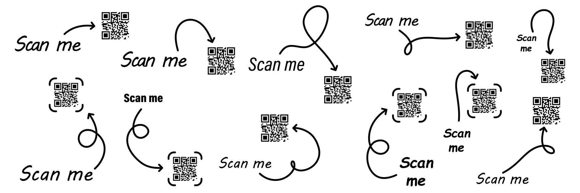 Scan mich Vektor Symbol mit qr Code. QR-Code tempate zum Handy, Mobiltelefon App. Vektor Illustration