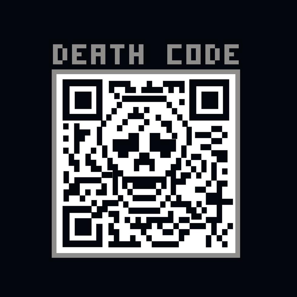 qr koda med en skalle på Det, årgång design t shirts vektor