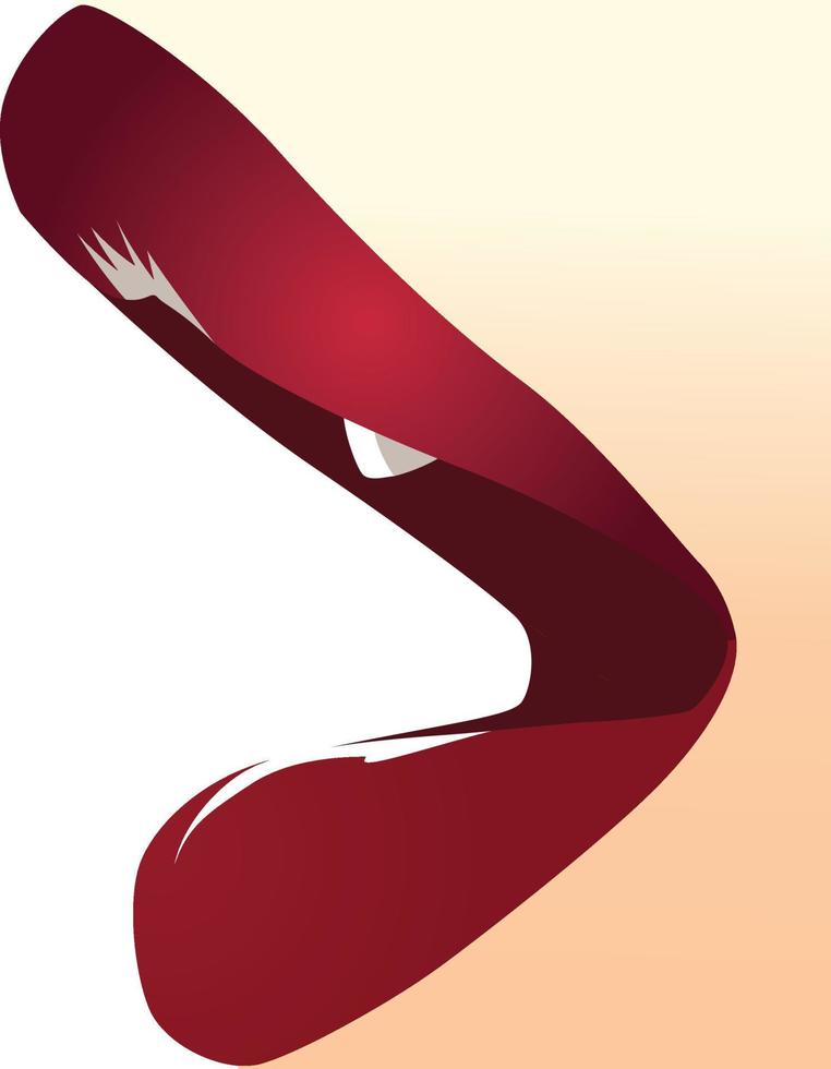 öffnen Lippen oder Mund mit rot Lippenstift Seite Aussicht Geschäft Karte Größe Vektor Illustration