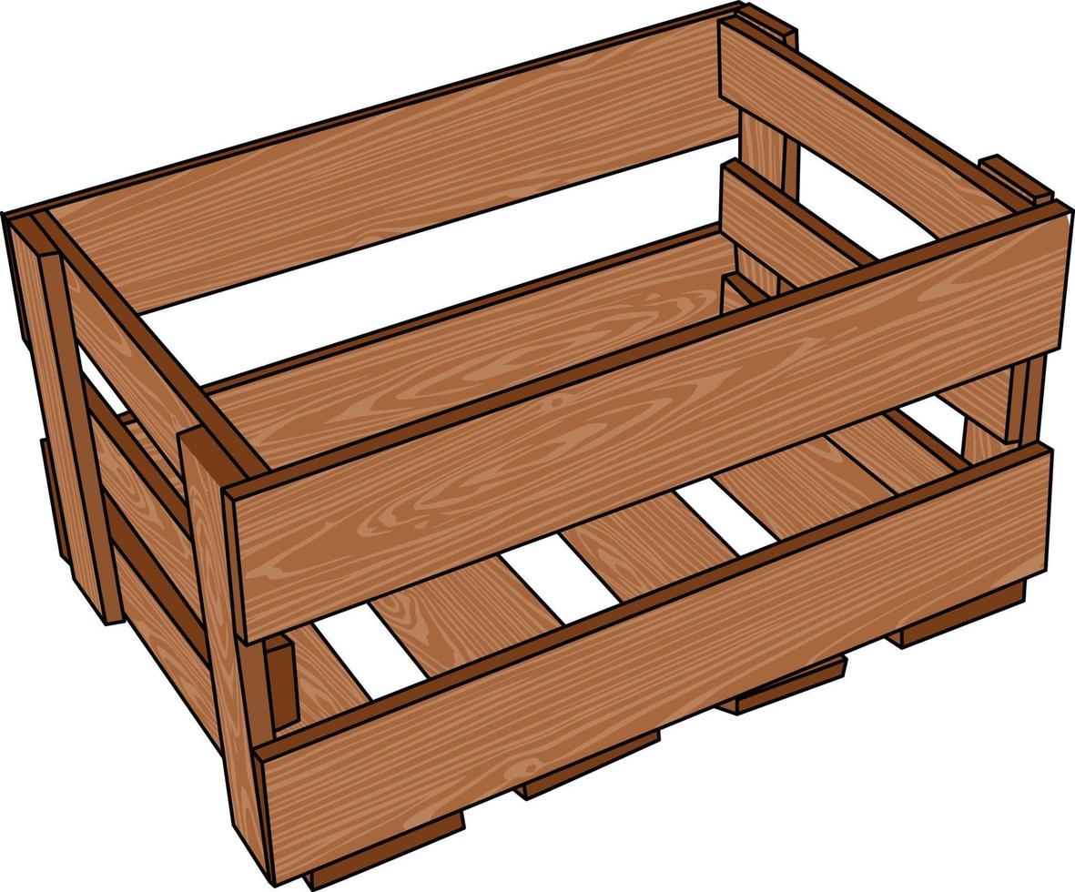 naturlig trä- låda, vin låda, frukt låda, fast trä spjällåda hylla vektor illustration