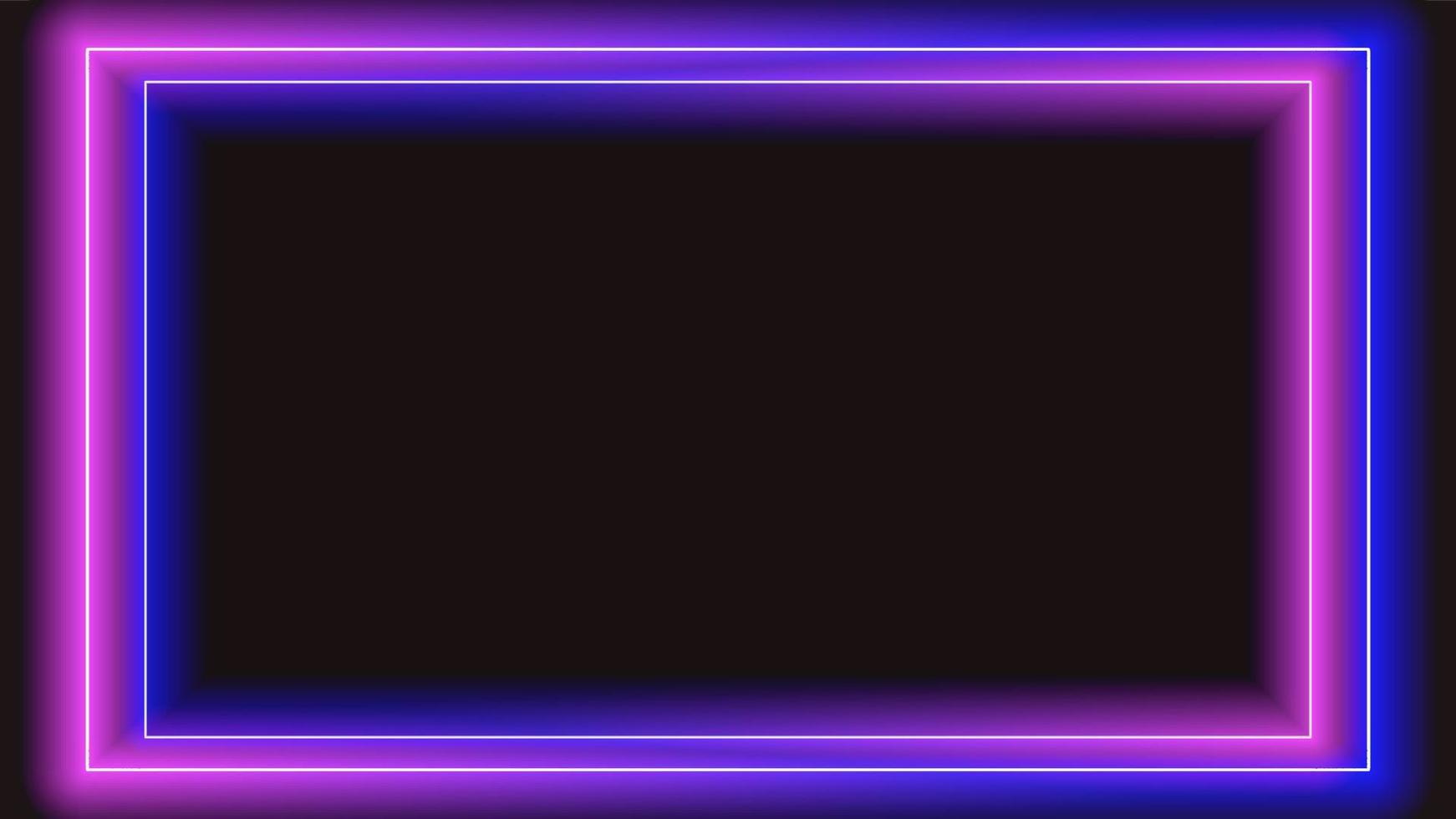 neon rosa-blå lampor i rektangulär ram med lysande effekter på mörk- brun bakgrund. lysande bakgrund linjär. vektor illustration.
