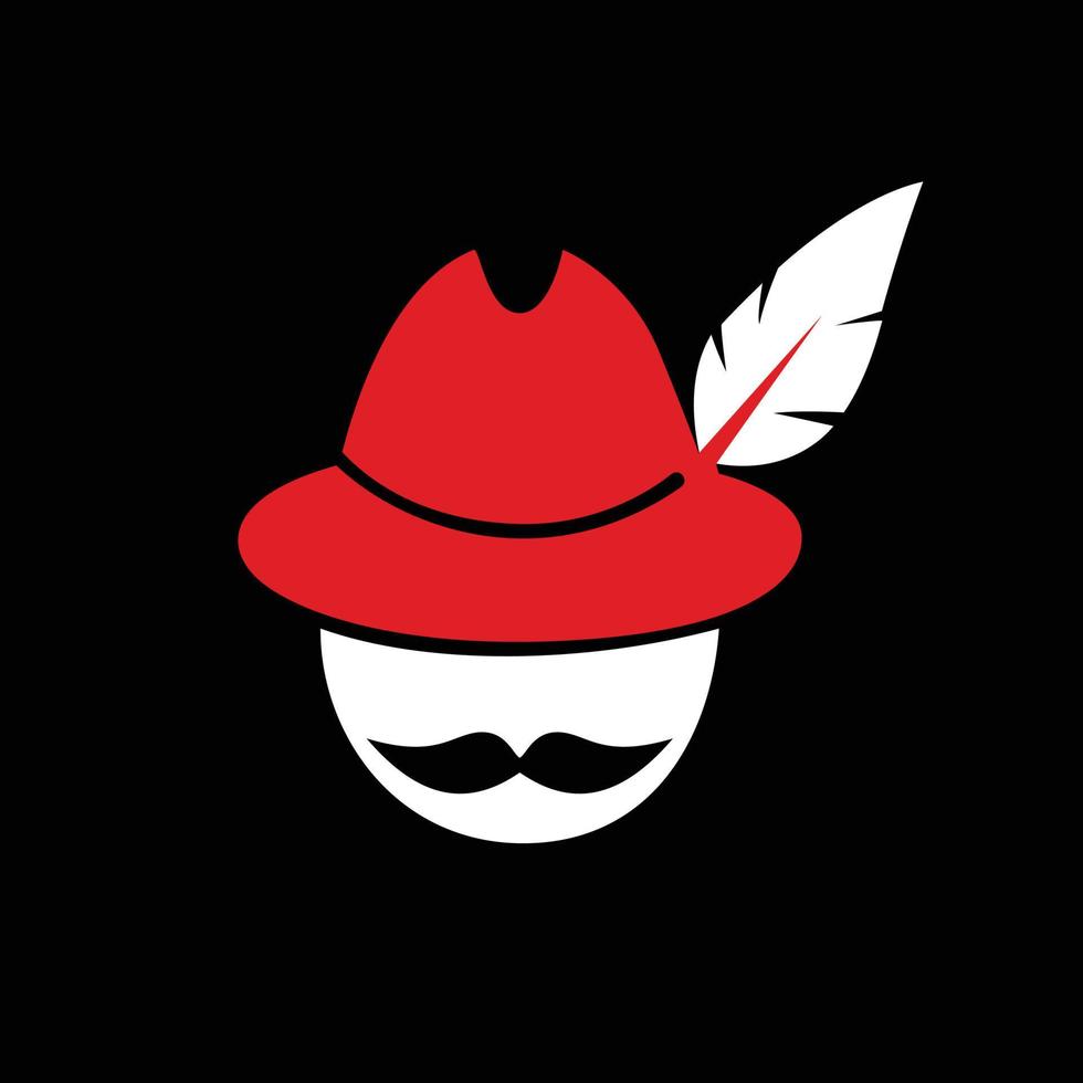 hatt, mustasch, etiketter. platt stil vektor logotyp, emblem för frisör, hälsning kort, män klubb, t-shirt design vektor illustration