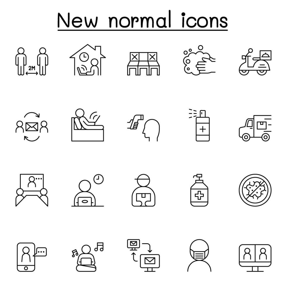 nya normala ikoner i tunn linje stil vektor
